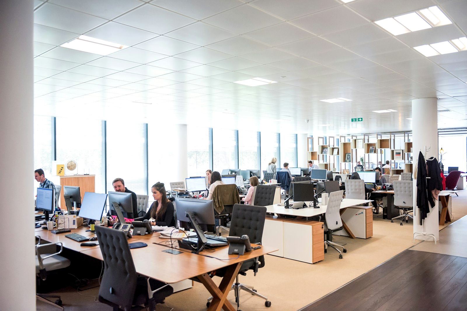 Open office floor with rows of desks for a larger Missouri employer
